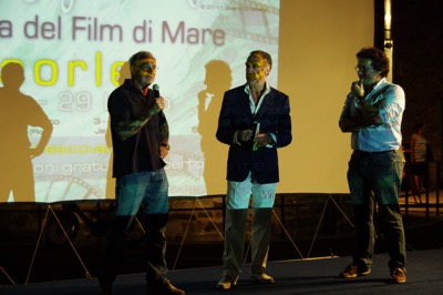 Il Presidente del Gruppo Sommozzatori Caorle, Mario Parigini, con Alvaro Gradella e Giuseppe Pessa...
